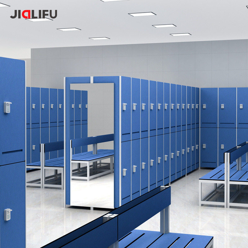 Waterproof compact laminate gym lockers  and bench