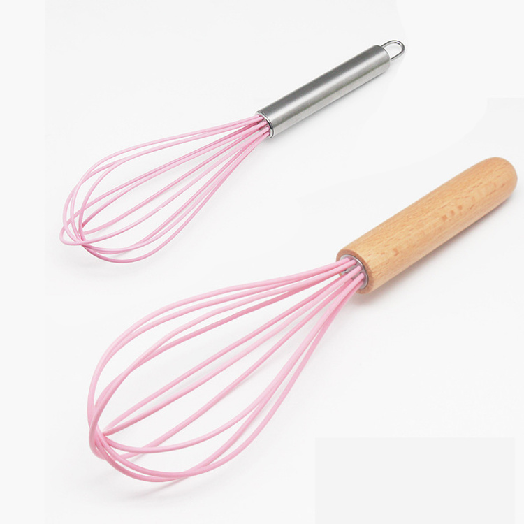 Kitchen silicone whisk with egg hand wisk for kitchen Stainless Steel or wooden  Egg Beaters Grip Handle for Blending