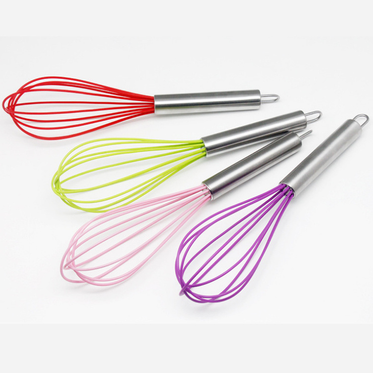 Kitchen silicone whisk with egg hand wisk for kitchen Stainless Steel or wooden  Egg Beaters Grip Handle for Blending