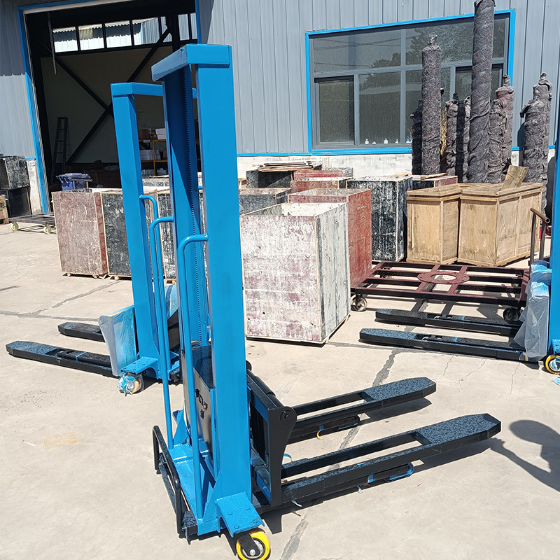 Made In China Lifting 1000kg 1.6m Semi Electric Self Loading Forklift Portable Stacker