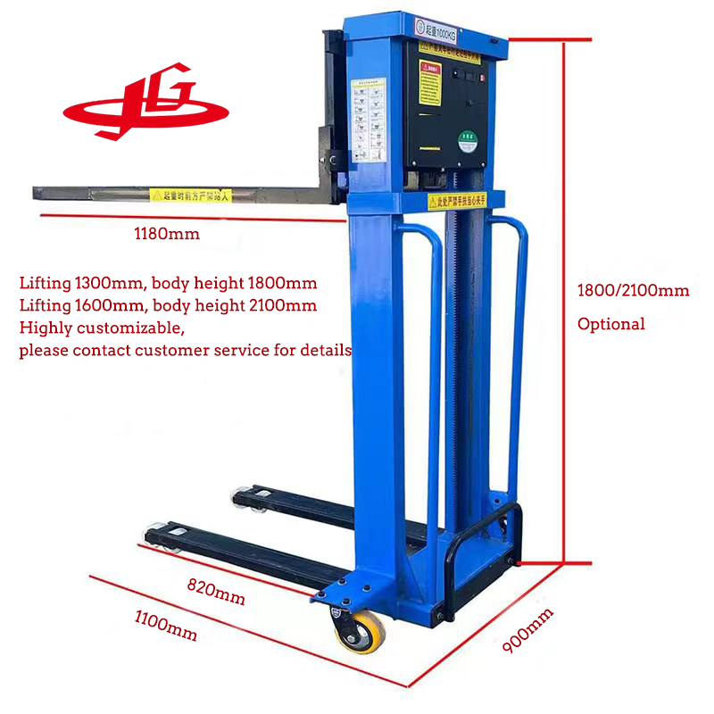 0.5t 1t  lift 1.3 m 1.6 meter Electric Self Load stacker lift for Vans Full-electric self lift stacker lithium