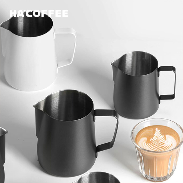 Custom Arab Barista 350ml 500ml Mini Black Coffee Maker Frother Stainless Steel Latte Frothing Milk Jug Milk Pitcher