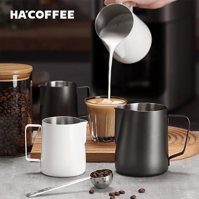 Custom Arab Barista 350ml 500ml Mini Black Coffee Maker Frother Stainless Steel Latte Frothing Milk Jug Milk Pitcher