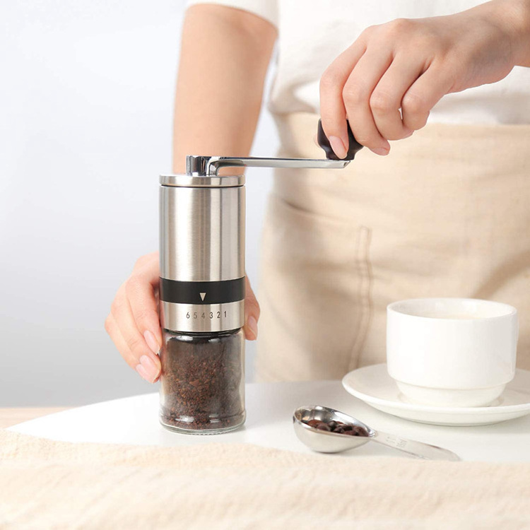 Mini Coffee Grinders Manual Commercial Espresso Cafe Ceramic Burr Stainless Steel Hand Crank Coffee Grinder For Sale