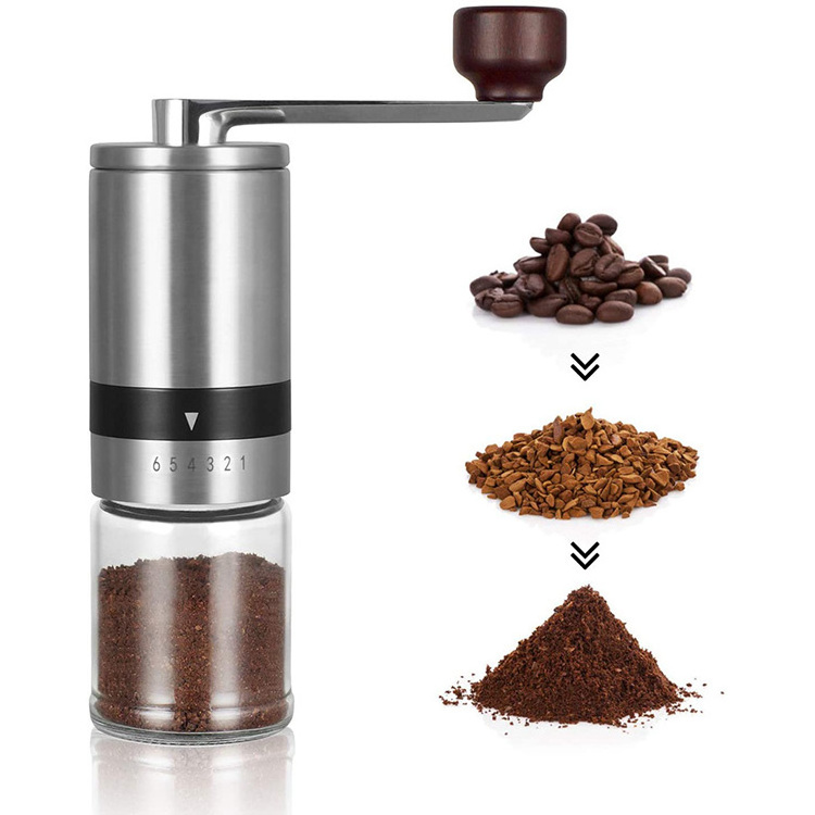 Mini Coffee Grinders Manual Commercial Espresso Cafe Ceramic Burr Stainless Steel Hand Crank Coffee Grinder For Sale