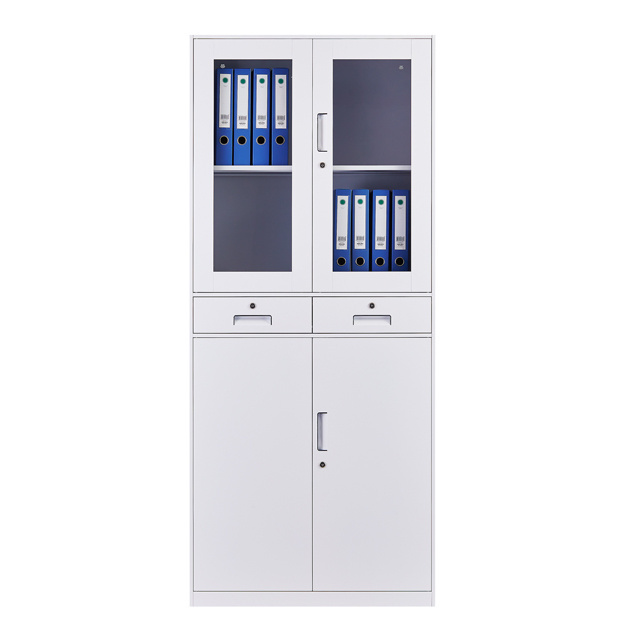 Hot selling simple modern office furniture hospital locking half glass door filing cabinet 3 drawer