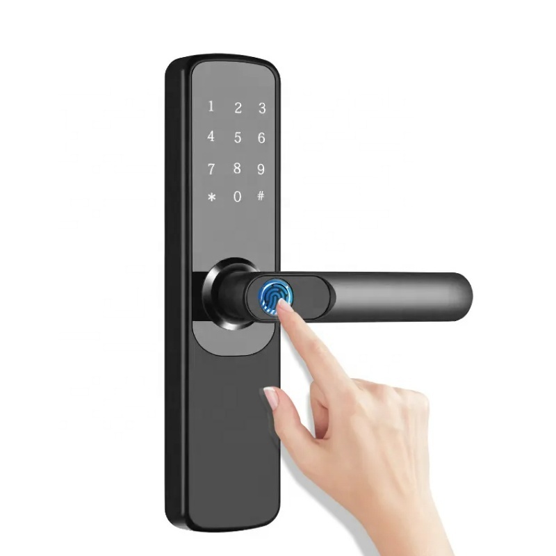 keyless smart door lock deadbolt tuya lock smart code password card glass door smart lock