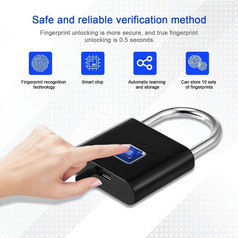 Smart Keyless Security Locker Lock Fingerprint Lock Gym Lock Anti-Theft USB fingerprint padlock 2020