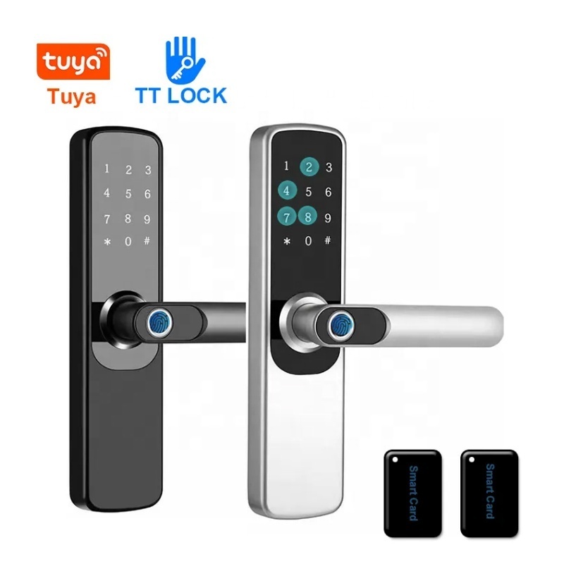 keyless smart door lock deadbolt tuya lock smart code password card glass door smart lock