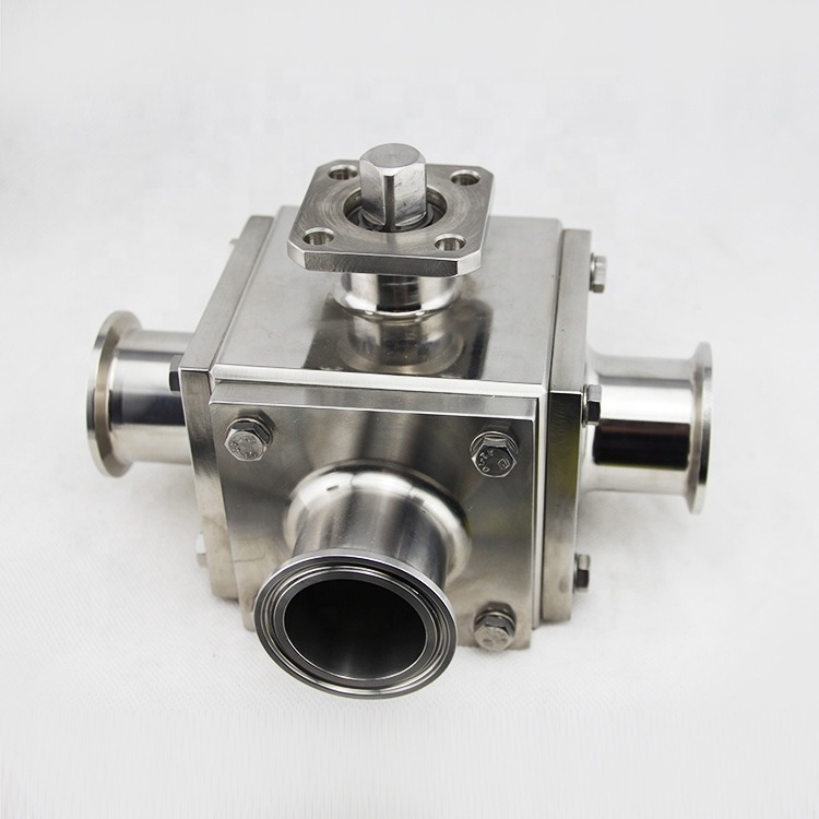 SS304 316L sanitary stainless steel three way ball valve 3 inch valve 4 way ball valve