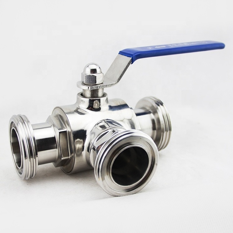 SS304 316L sanitary stainless steel three way ball valve 3 inch valve 4 way ball valve