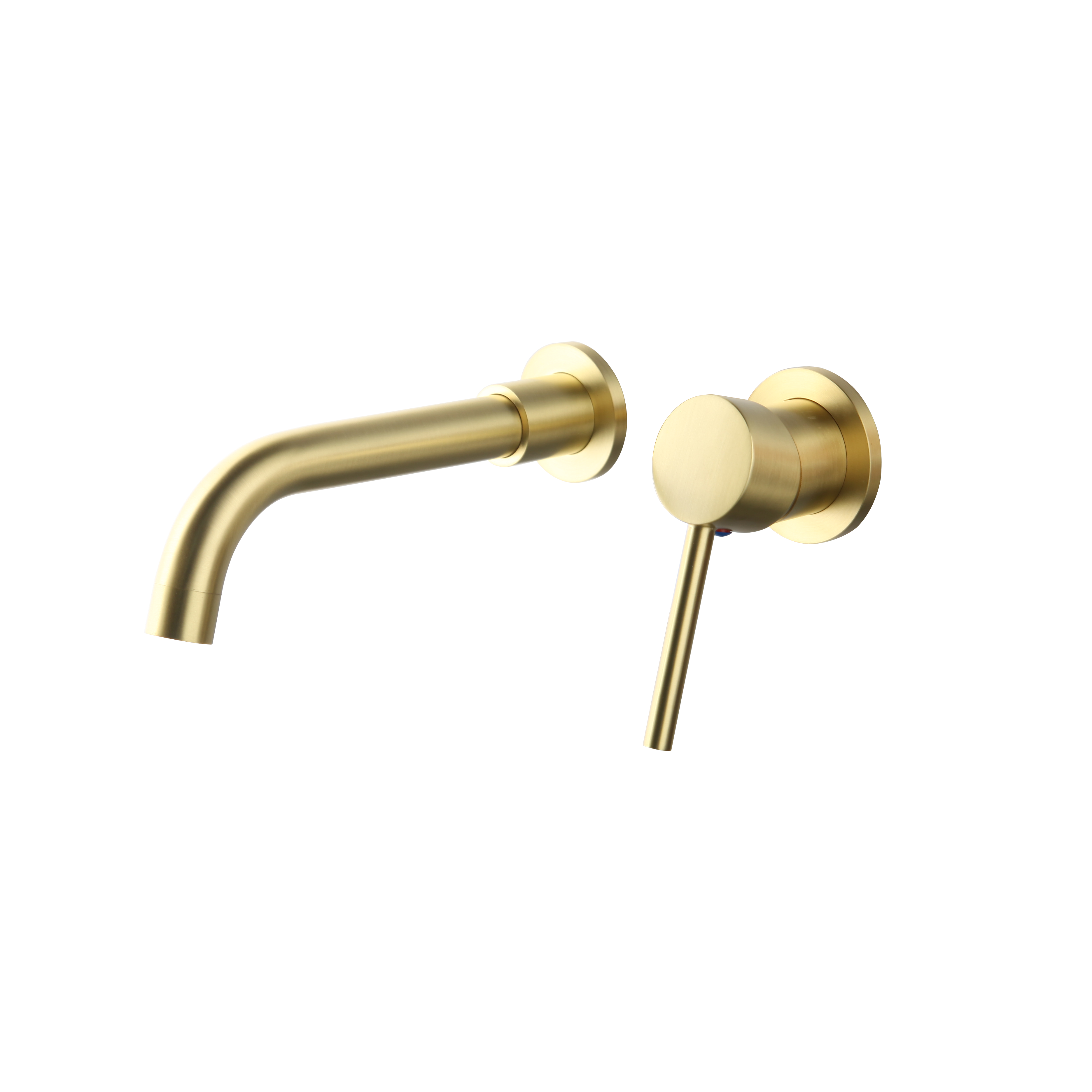 JIENI Siamese 2-piece set Brushed Brass Bathroom Sink Vintage Gold Mixer Tap 2 Holes Wall Mounted Faucet