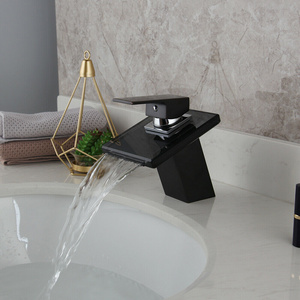 JIENI Black Glass Bathroom Faucet ORB Deck Mounted Solid Brass Wash Basin Sink Vessel Tap Mixer Faucet