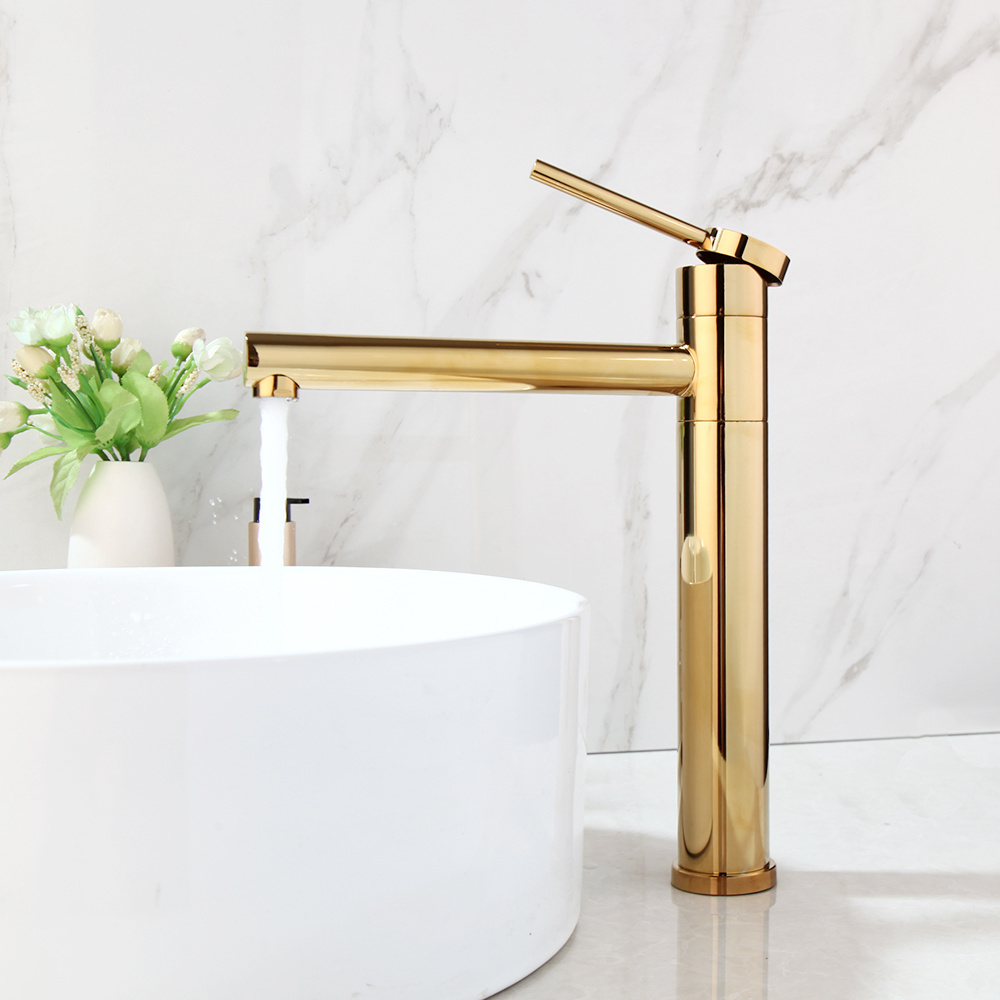 Bathroom Faucet Basin Sink Black and Golden Plated Tap Hot Cold Water Mixer Tap Deck Mounted Bathroom Faucets