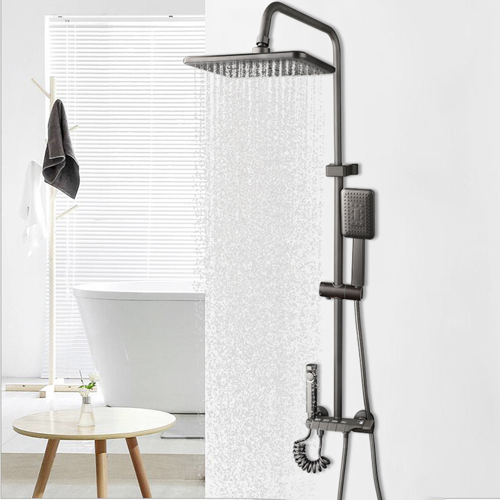 Wholesale Grey Square Piano Thermostatic Shower Faucets Sets Digital Display