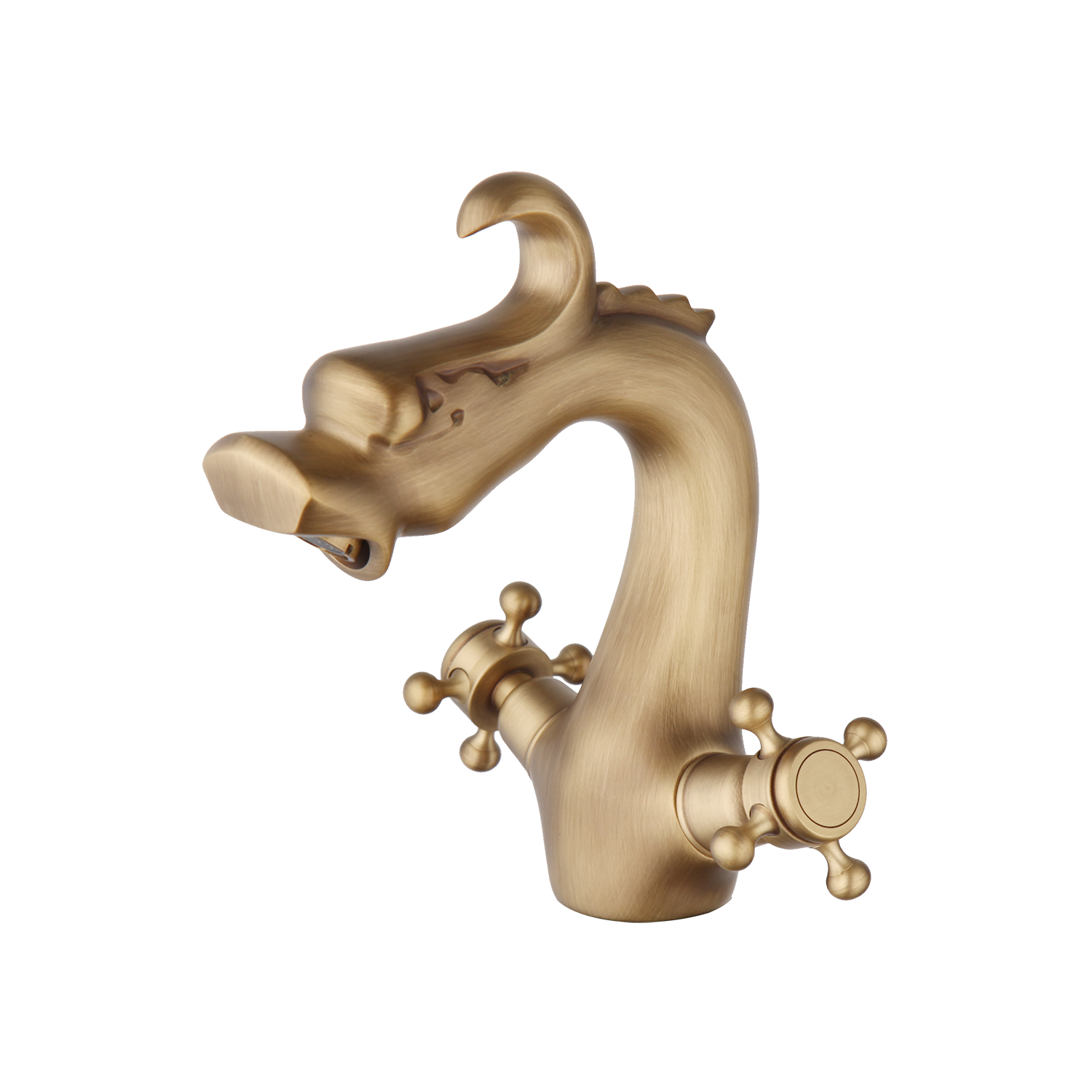 JIENI Dragon Antique Brass Ceramic Tap Mixer Faucet Unique Design Dual Handles Basin Sink Mixer