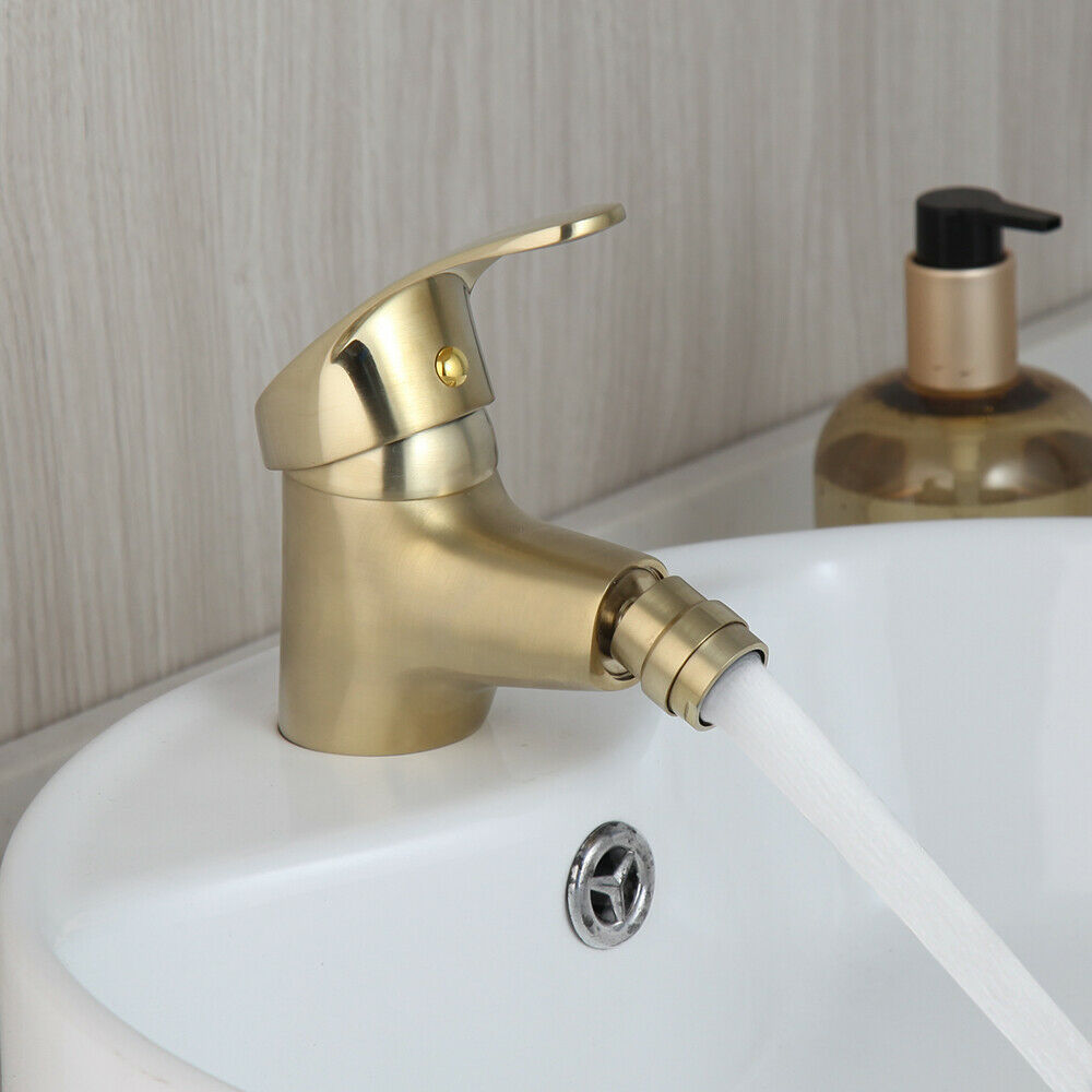 Brushed Gold Bathroom Bidet Faucet Solid Brass Wash Basin Sink Mixer Tap Waterfall Spout Hot & Cold Mixer Faucet