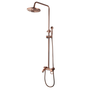 8 Inch Antique Copper Shower Faucet Wall Mounted Set Bathroom Rainfall Handheld Spray