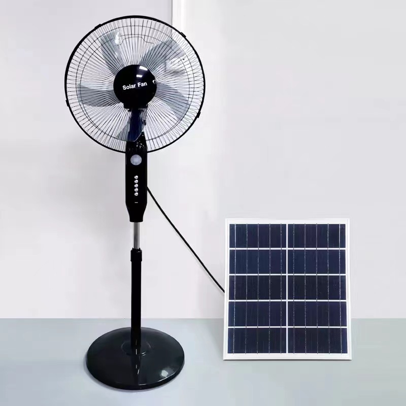 Solar Standing Pedestal Fan  For Home Or Outdoor 16 Inch Rechargeable Solar Floor Fan Ac/Dc 120Mm Electric Stan Fans