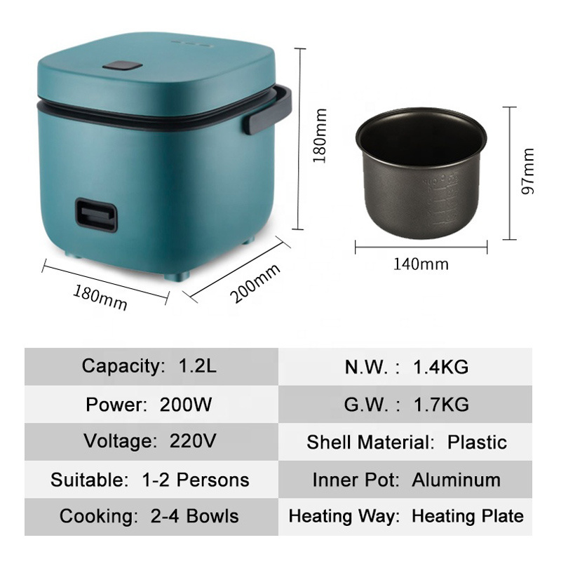 Home Appliances Small Kitchen Appliances Portable Rice Cooker With Steamer 1.2L 200W Electric Rice Cooker Mini