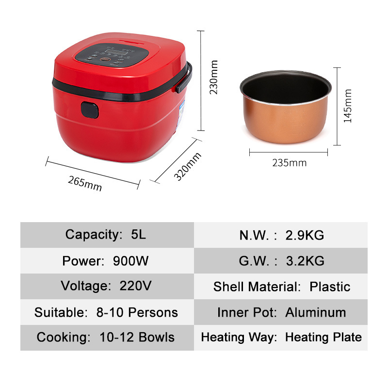 Big Family Home Used Multipurpose 5 Liter Rice Cooker Presto Energy-Saving Rice Cooker 2022 Electric Cooker