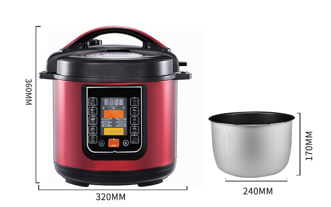 High Quality Commercial Or Household Electric Pressure Cooker Stainless Steel  Multi 6L Capacity Pressure Pot Cookers