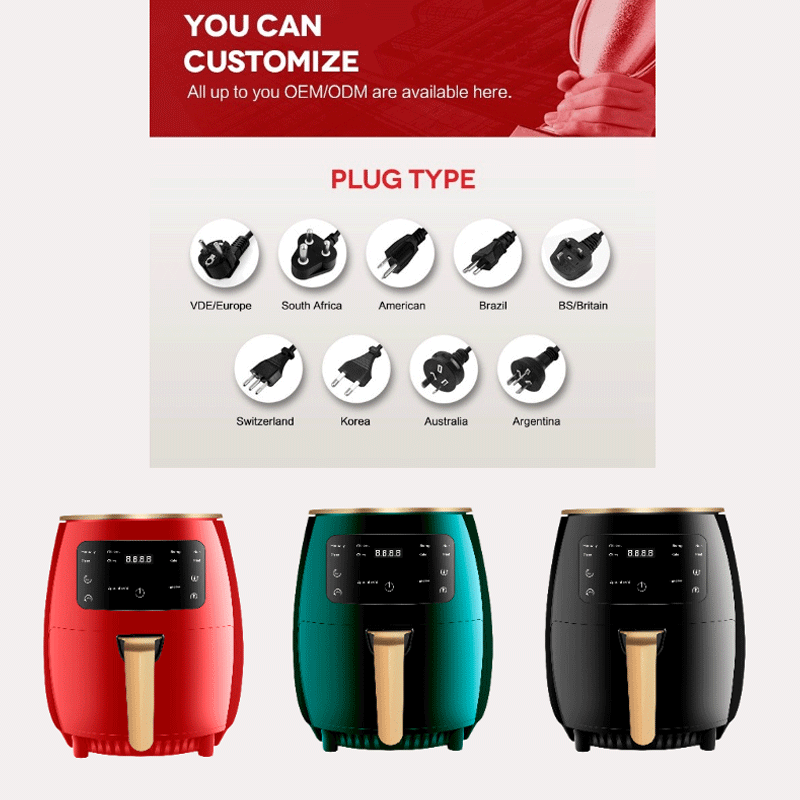 OEM customize hot best selling steam smart Large capacity touch screen Air Fryer 6L Intelligent air fryer oven