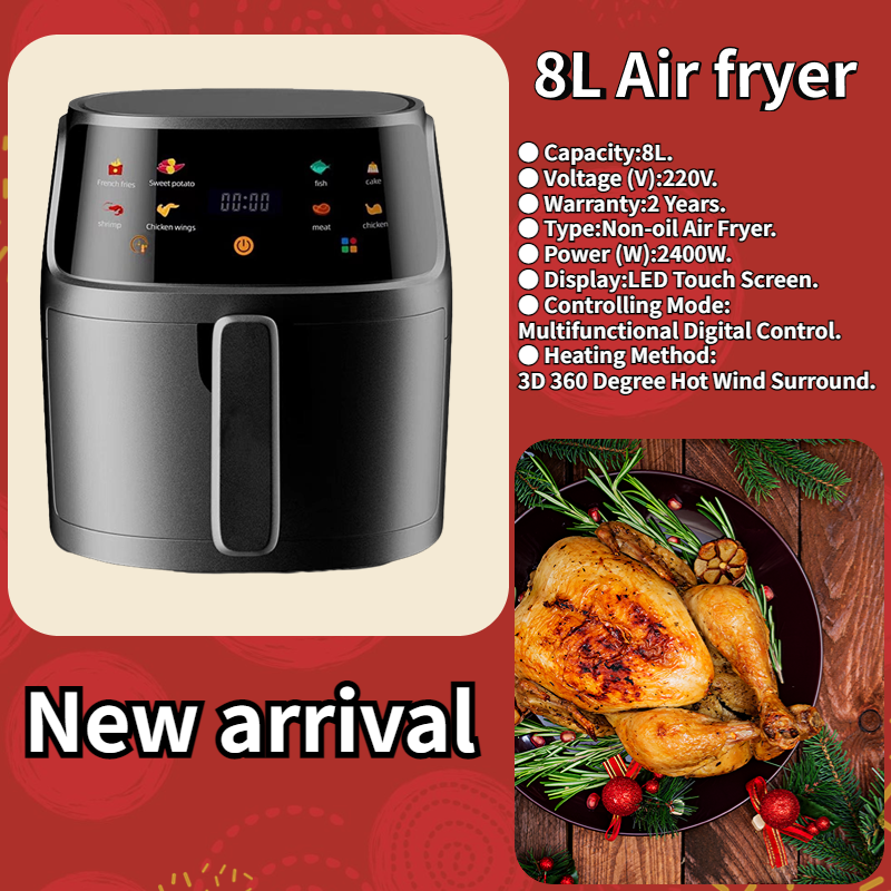 The New Multifunctional Deep Oil Free Steam 8l Stainless Steel Liner Custom visual Silver Crest Air Fryers