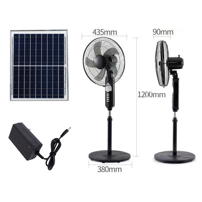 Solar Standing Pedestal Fan  For Home Or Outdoor 16 Inch Rechargeable Solar Floor Fan Ac/Dc 120Mm Electric Stan Fans