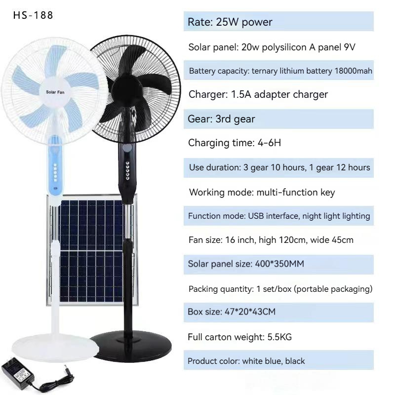 Solar Standing Pedestal Fan  For Home Or Outdoor 16 Inch Rechargeable Solar Floor Fan Ac/Dc 120Mm Electric Stan Fans