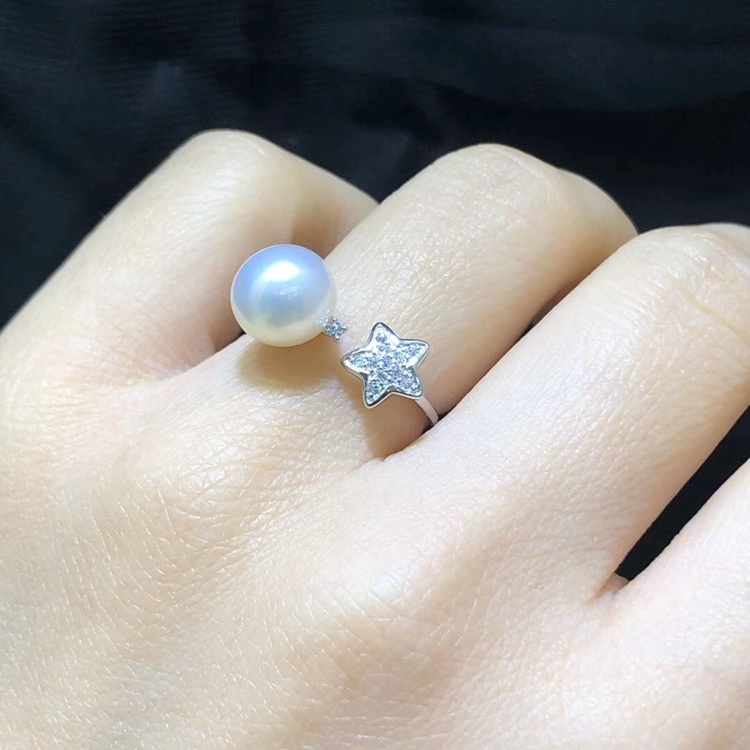 R147 Wholesale 925 sterling silver cultured freshwater charm pearl jewelry mounting latest pearl ring design for women