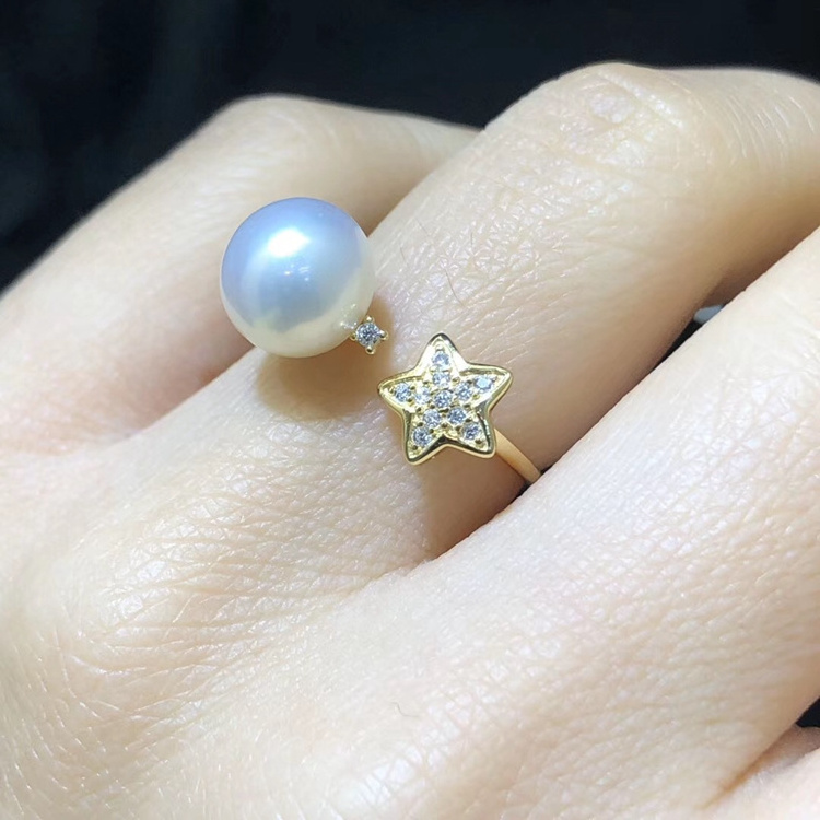 R147 Wholesale 925 sterling silver cultured freshwater charm pearl jewelry mounting latest pearl ring design for women