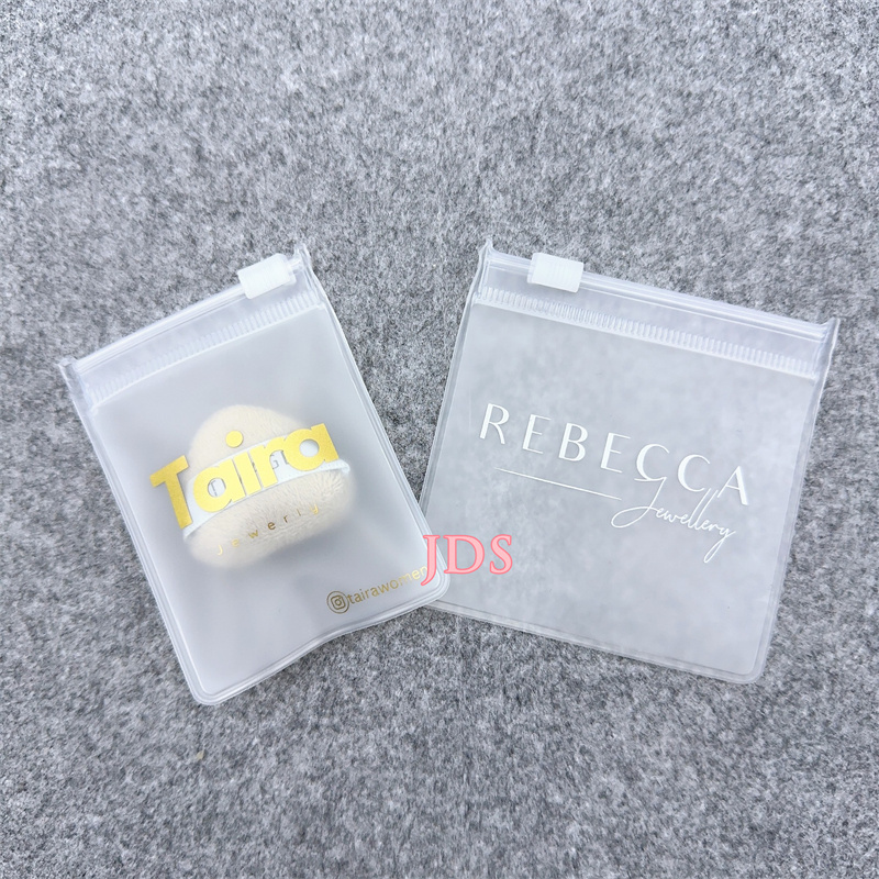 Custom print logo Small Jewelry Earring Packaging Zip Lock Bags PVC Plastic Bag Clear With Transparent Zipper