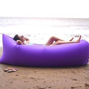 Customized 190T Outdoor Sun Couch Inflatable Lounger Camping Lazy Bag Air Mattress Sofa for Beach Sleeping Bag