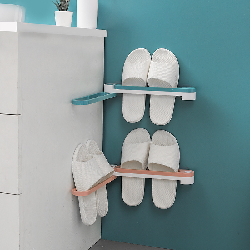 Innovative Design Wall-mounted Foldable Multifunctional Shoe Rack with Sticky Hanging Plastic Shoe Racks