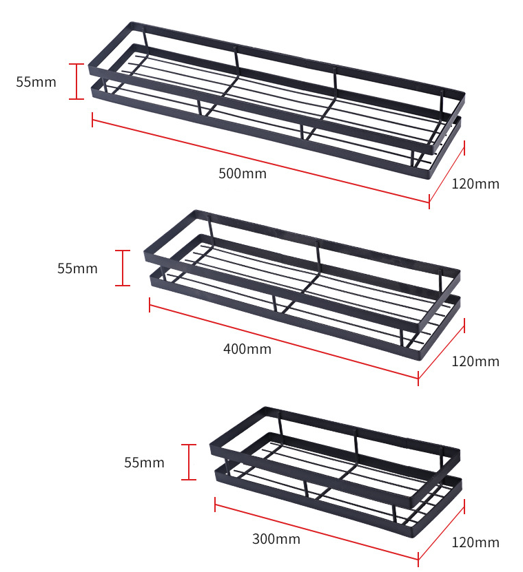 Punch Free Kitchen Bathroom Shelf Metal Wall-Mounted Storage Shelves Spice Rack Stainless Steel Organizer Holder