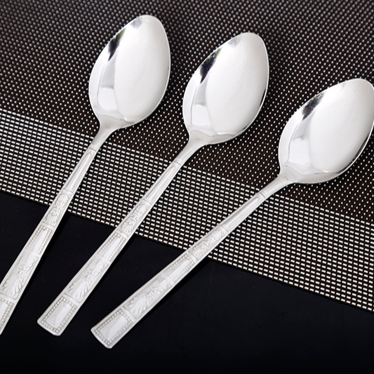 Wholesale Stainless Steel Cutlery Spoon Durable Reusable Dinnerware Spoon