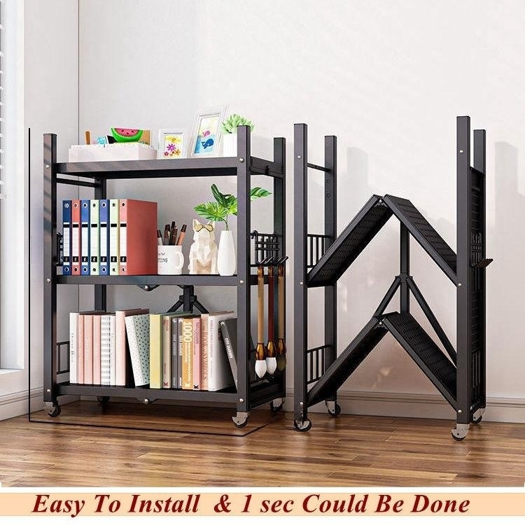 Storage Rack Home Storage Kitchen Display Rack Shelf 3layers Kitchen Organizer Shelf with Wheels