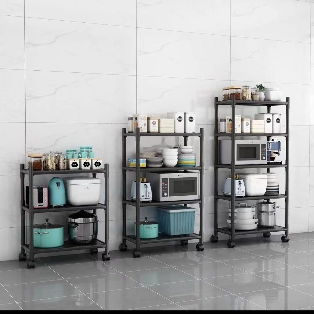 Storage Rack Home Storage Kitchen Display Rack Shelf 3layers Kitchen Organizer Shelf with Wheels