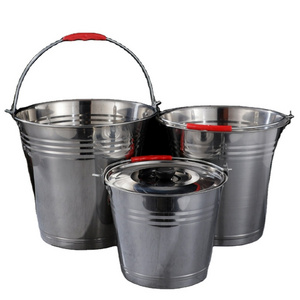 Household Stainless Steel Thickened Bucket With Cover Bucket Multi-function Kitchen Bar Beer Bucket with Lid Handle