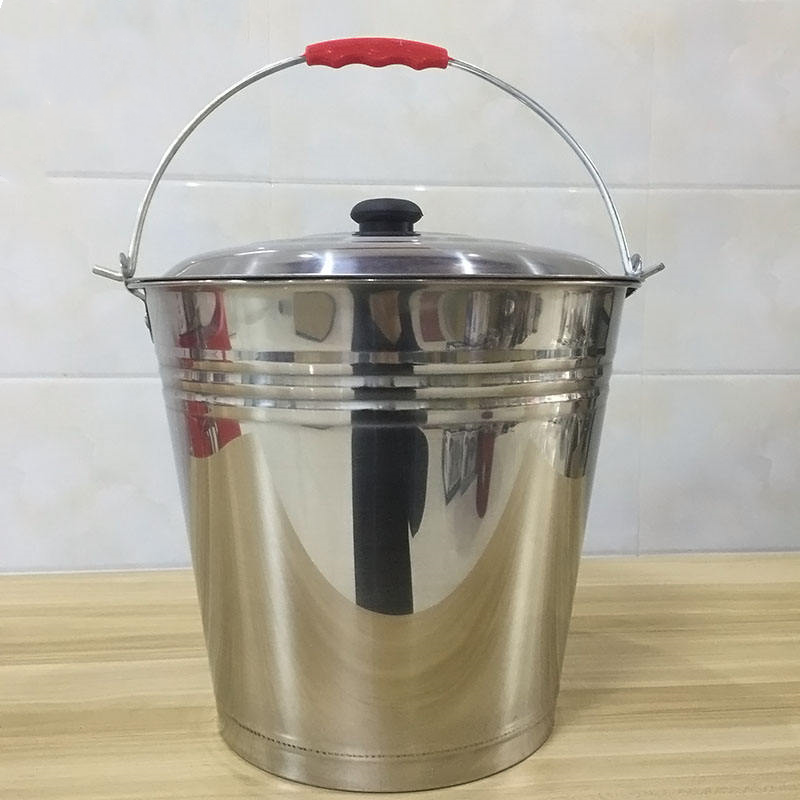 Household Stainless Steel Thickened Bucket With Cover Bucket Multi-function Kitchen Bar Beer Bucket with Lid Handle