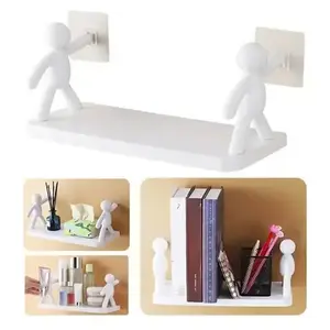 Bathroom Rack Hook Wall Mounted Toilet Washstand Kitchen Wall Storage Rack Carton White Storage Holder Rack