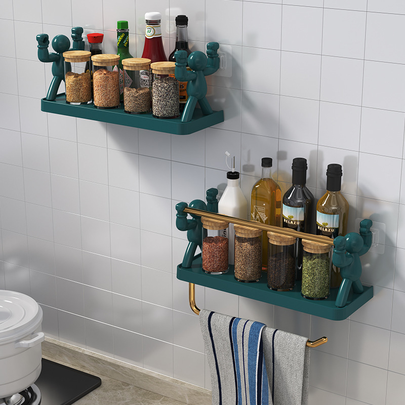 Bathroom Rack Hook Wall Mounted Toilet Washstand Kitchen Wall Storage Rack Carton White Storage Holder Rack