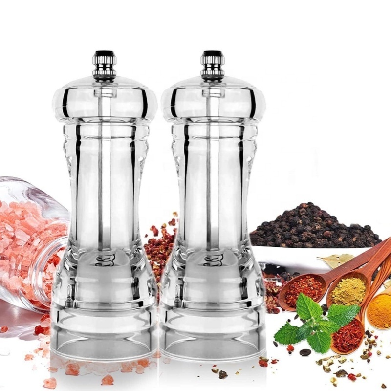 Grinding Bottle Tool Spice Container Seasoning Manual Acrylic Pepper Grinder Acacia Salt & Pepper Grinder