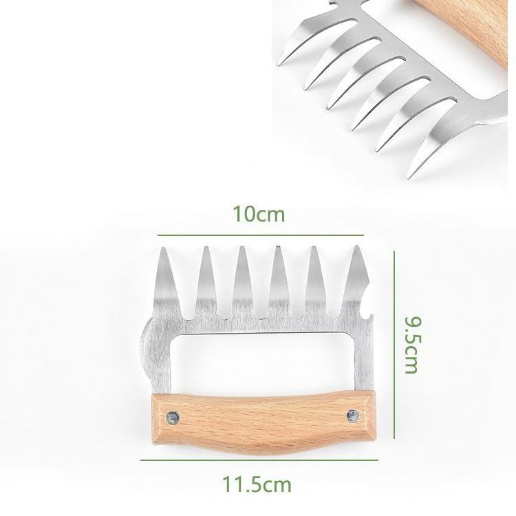 Bear Claws Barbecue Meat Shredding Fork Claws Meat Pulled Pork Stainless Steel BBQ Meat Shredder With Wooden Handle