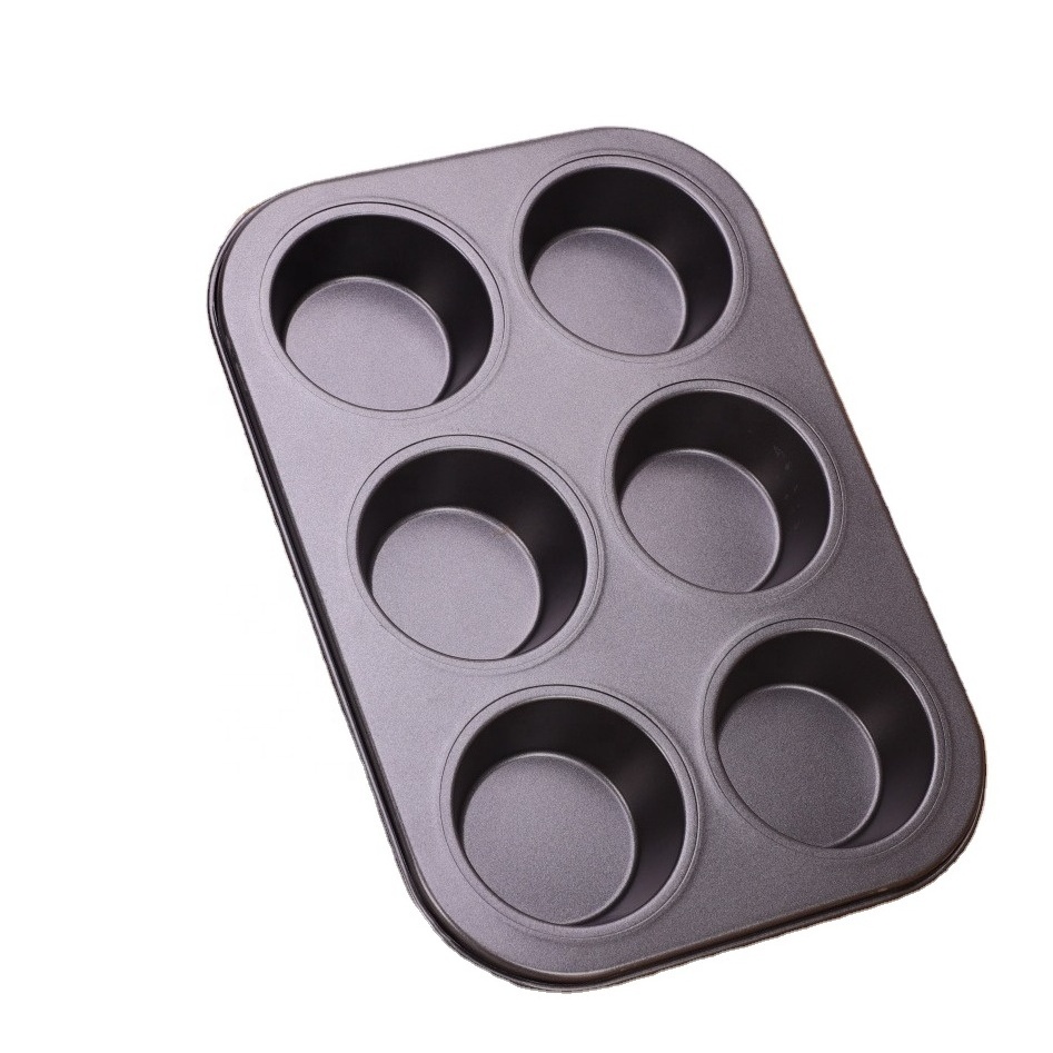 2024 hotselling 6 round cupcake tin Muffin Cup 6 non-stick baking pan cake tin