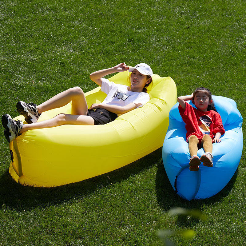 Customized 190T Outdoor Sun Couch Inflatable Lounger Camping Lazy Bag Air Mattress Sofa for Beach Sleeping Bag