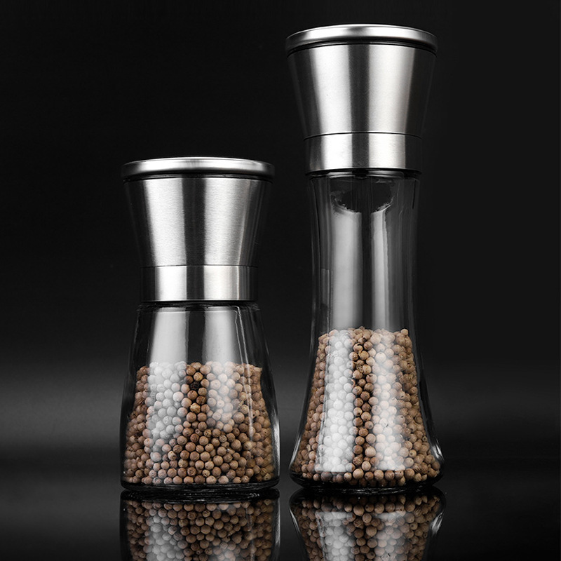 Best Selling Tall Glass Salt and Pepper Shakers Grinder for Professional Chef