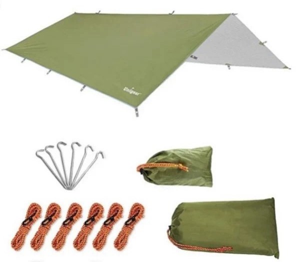 Waterproof Camping Tarp Rain Fly Heptagonal Tarp Hammock Tent