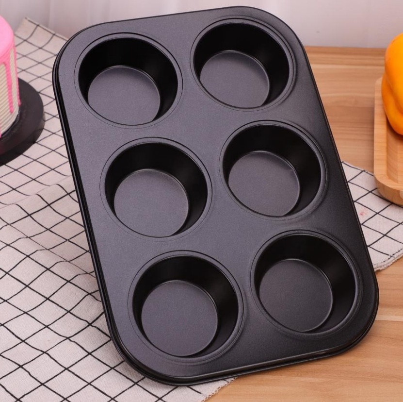 2024 hotselling 6 round cupcake tin Muffin Cup 6 non-stick baking pan cake tin